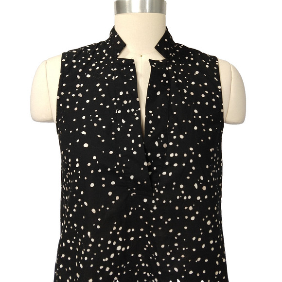 Eileen Fisher Shift Dress Size XXS Black Sleeveless Poplin Geometric Print - Picture 2 of 7